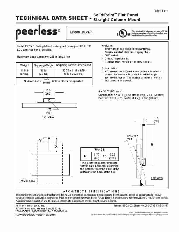 Peerless Industries TV Mount PLCM 1-page_pdf